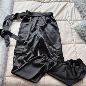 Black Satin Women's Pants - US2
